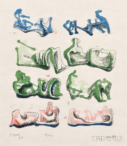 Henry Moore (British, 1898-1986)      Eight Reclining Figures