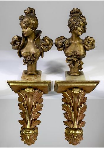 Pair of Maidens w/Onxy Bases and Stands