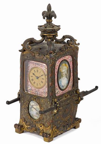 French bronze mantel clock, late 19th c., the fac