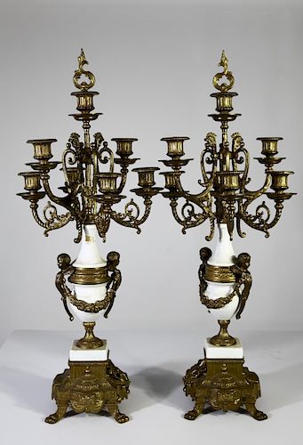 Pair of Brevetatto Louis XIV Style Candelabras