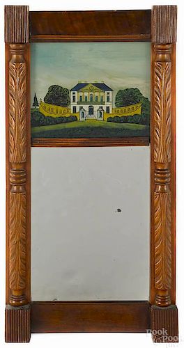 Sheraton mahogany mirror, 19th c., 24'' x 12 1/4''.