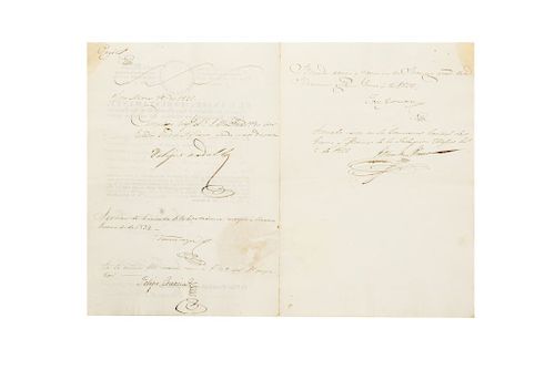 Bustamante, Anastasio. Nombramiento como Teniente Coronel de Ejercito al C. Francisco Andrade. México, marzo 22 de 1831. Firma.
