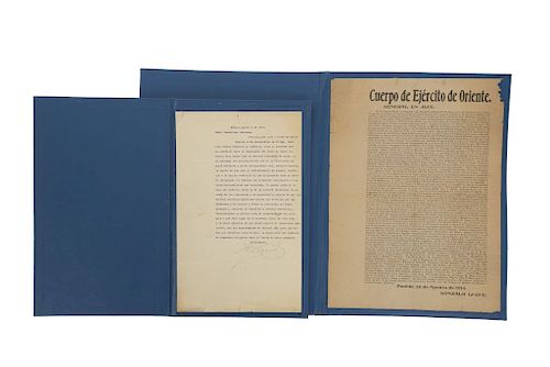 Velasco, José/Gonzalo, Luque. Carta al 1° Jefe del Ejército Constitucionalista / Disolución del Ejército Federal. 1914. Pzs: 2