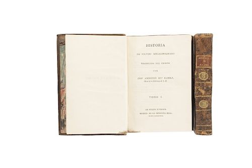 Rui Bamba, Ambrosio (traductor). Historia de Polybio Megalopolitano. Madrid: En la Imprenta Real, 1788. Tomos I y III. Piezas: 2.