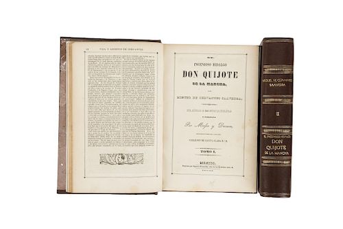 Cervantes Saavedra, Miguel de. El Ingenioso Hidalgo Don Quijote de la Mancha. México, 1842. Tomos I - II. 125 láminas.