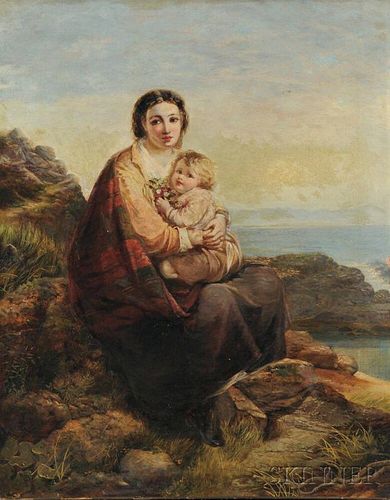 Attributed to Kate Newenham Gray (British, fl. 1880-1920)      Mother and Child at the Water's Edge