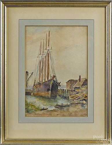 Two watercolor ship portraits, signed Pitts, 11