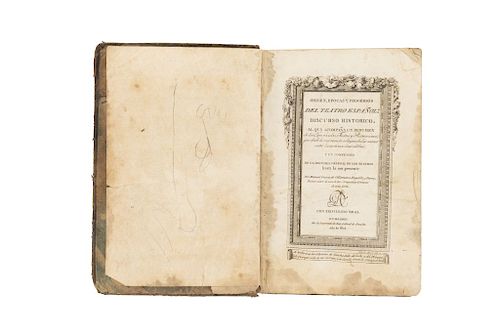 García de Villanueva Hugalde y Parra, Manuel. Origen, Épocas y Progresos del Teatro Español: Discurso Histórico. México, 1802. 2 lámina