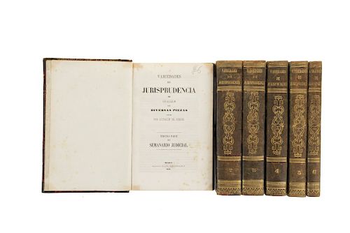 Variedades de Jurisprudencia o Colección de Diversas Piezas Útiles para la Ilustración del Derecho. México, 1851-52. Tomos I-VI. Pzas:6
