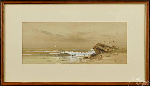 Two watercolor coastal scenes by Edwin Harris and