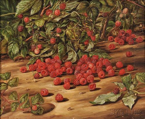 Charles S. Mills (American, fl. 1815-1883)      Still Life with Raspberries