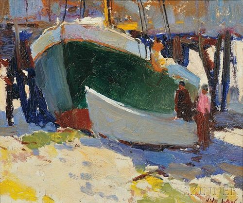 Attributed to John Whorf (American, 1903-1959)      Boatyard
