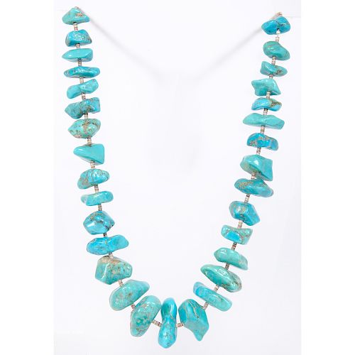 Pueblo Style Turquoise Nugget and Heishi Necklace 