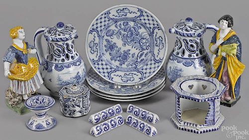 Collection of faience and delft, mostly 20th c.