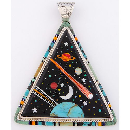 Southwestern Cosmic Inlay Sterling Silver Pendant 