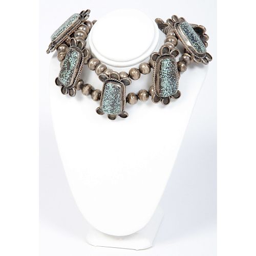 Navajo Silver and Turquoise Necklace