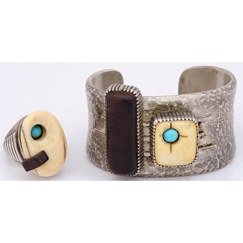 Robert Sorrell (Dine, 20th century) Navajo Silver Cuff and Ring