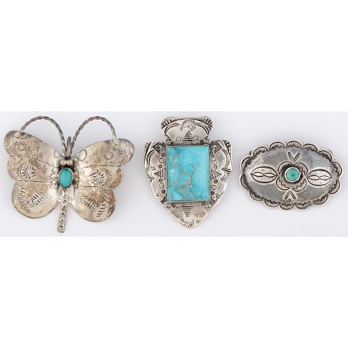 Silver and Turquoise Curio Pins