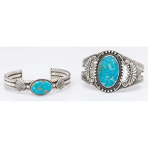 Southwestern Sterling Silver and Turquoise Cuff Bracelets