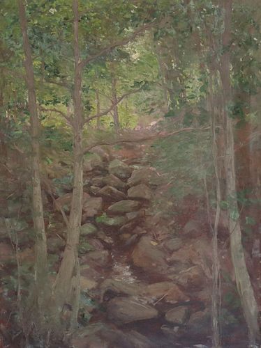 UNSIGNED. Oil On Canvas Forest Scene