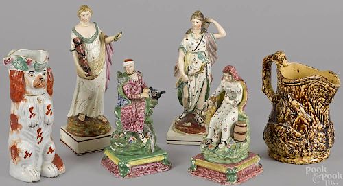 Four Staffordshire porcelain figures, mid 19th c.