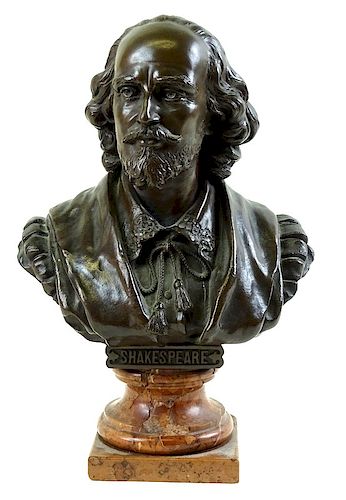 Artist Signed, Shakespeare Bronze Bust