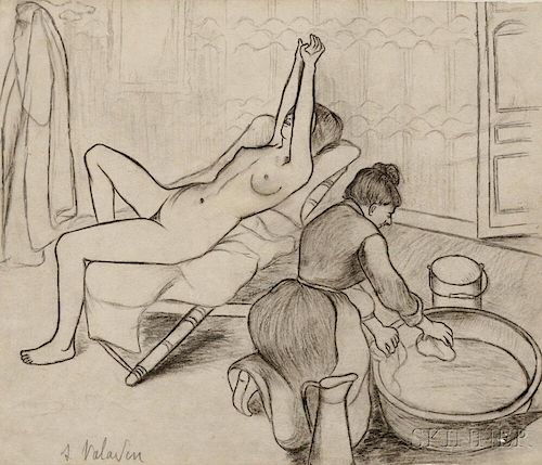 Suzanne Valadon (French, 1865-1938)      Adele preparant le tub et Ketty aux bras levés