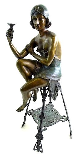 Art Deco Style Bronze Seated Women Sculpture