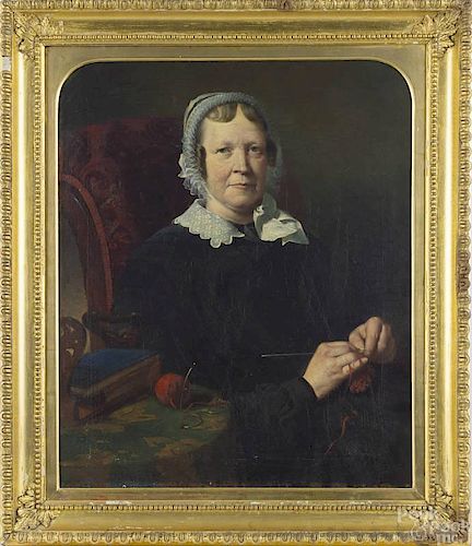 Oil on canvas portrait of a woman, signed G. Syk