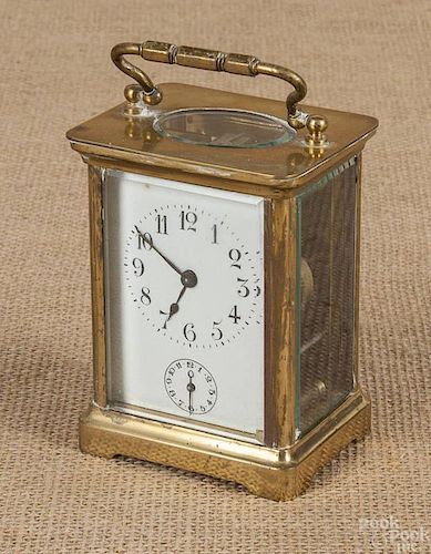 French regulator clock, together with a brass car