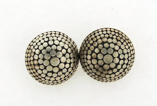 Large John Hardy Sterling Silver Dot Circle Earrings 28mm