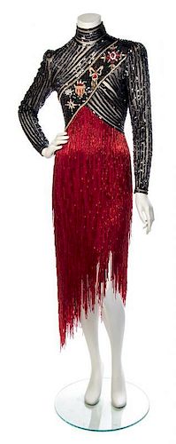 * A Bob Mackie Black and Red Beaded Cocktail Dress, No size.
