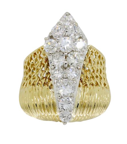 Custom Diamond Cocktail Ring in 18K Yellow Gold