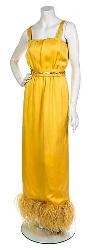* A Christian Dior Couture Yellow Silk Gown, No size.