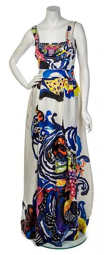* A Christian Lacroix Multicolor Silk Evening Gown, Size 40.