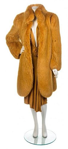 * An Emanuel Ungaro Goldenrod Dress and Fur, No size.