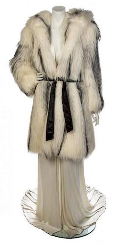 * An Emanuel Ungaro White Gown and Fur Ensemble, Coat size 40.