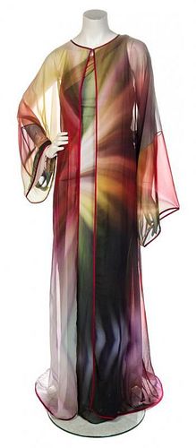 * An Eric Gaskins Multicolor Sheer Ombre Gown, No size.