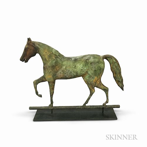 Small Molded Sheet Copper and Iron Standing Horse Weathervane