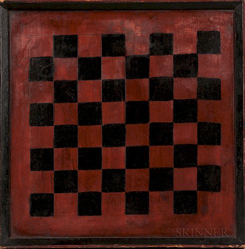 Red- and Black-painted Pine Checkerboard