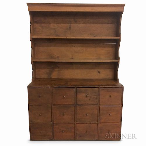 Country Pine Two-piece Step-back Cupboard