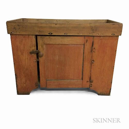 Country Red-painted Pine Dry Sink