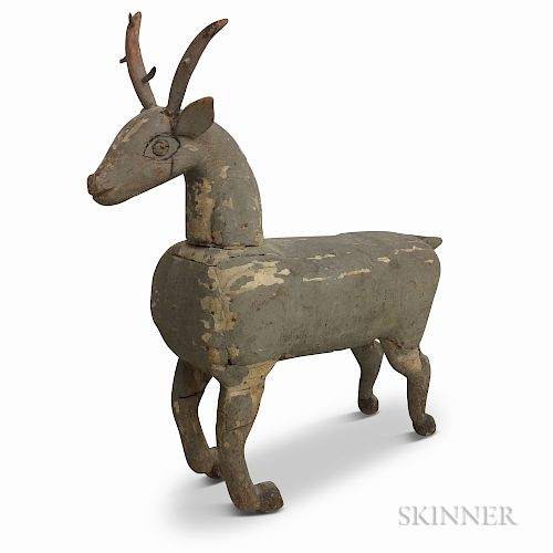 Carved and Painted Wood Deer
