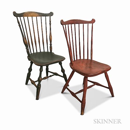 Two Painted Fan-back Windsor Side Chairs
