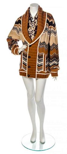 * A Missoni Brown and Taupe Men's Shirt and Sweater Ensemble, Shirt size 52.