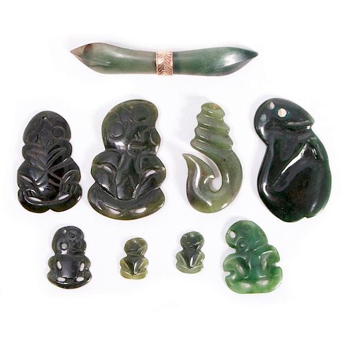 Eight pieces of Maori Jade.