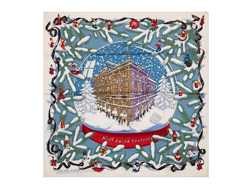 Hermès - Noël Au 24 Faubourg silk twill scarf