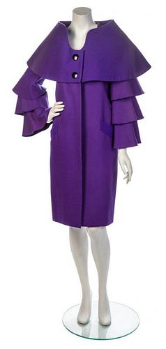 * A Pierre Cardin Purple Wool Coat, No size.