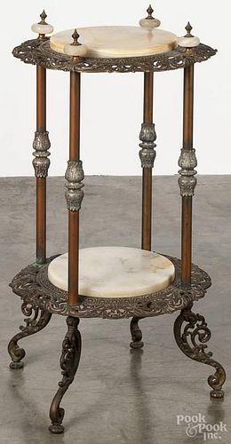 Victorian brass and marble stand, 33'' h., 17'' w.
