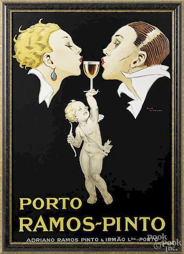 Modern printed poster, after Rene Vincent, titled Porto Ramos-Pinto, 37 1/2'' x 26''.